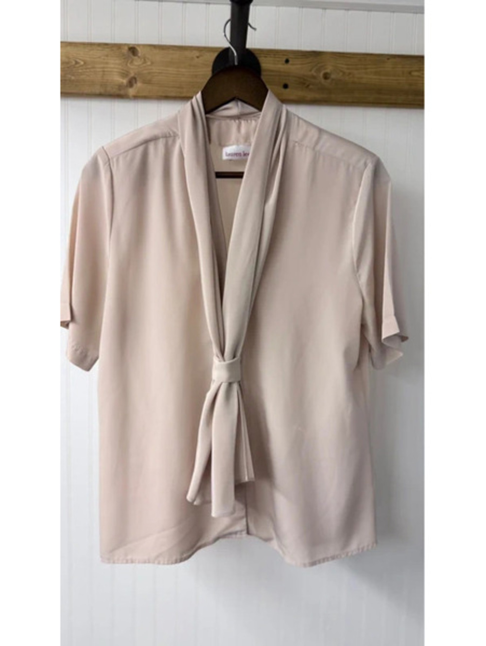 vintage Lauren Lee  tie-neck blouse Victorian 10 made in USA union workers tag